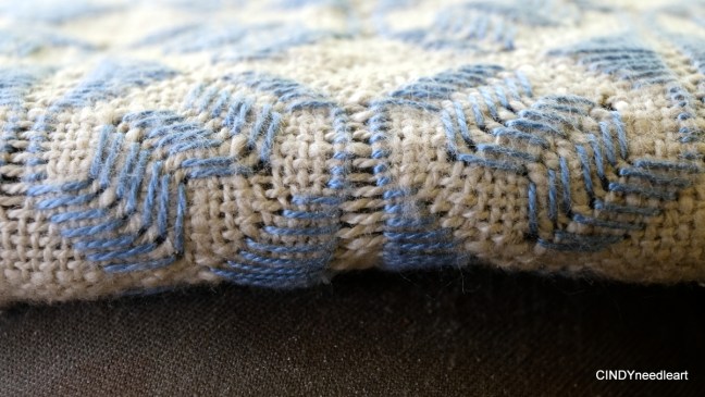 Detail of ao po'i, a stitch learned in Paraguay